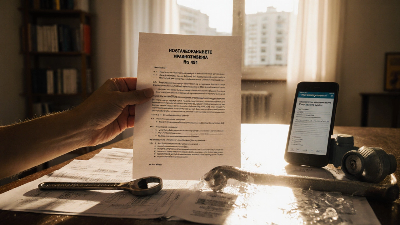 Документ о законах по ремонту дома рядом с протекающей трубой и жалобой.