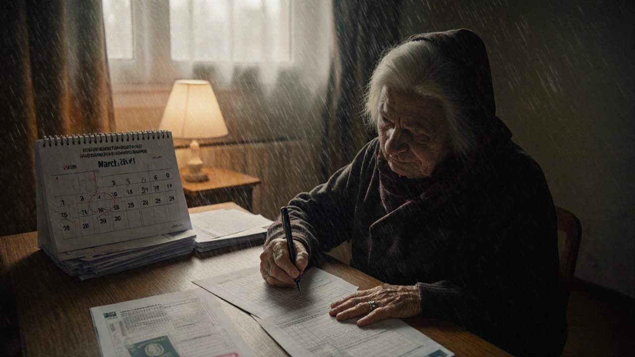 Пожилая женщина подписывает заочное голосование за смену управляющей компании.