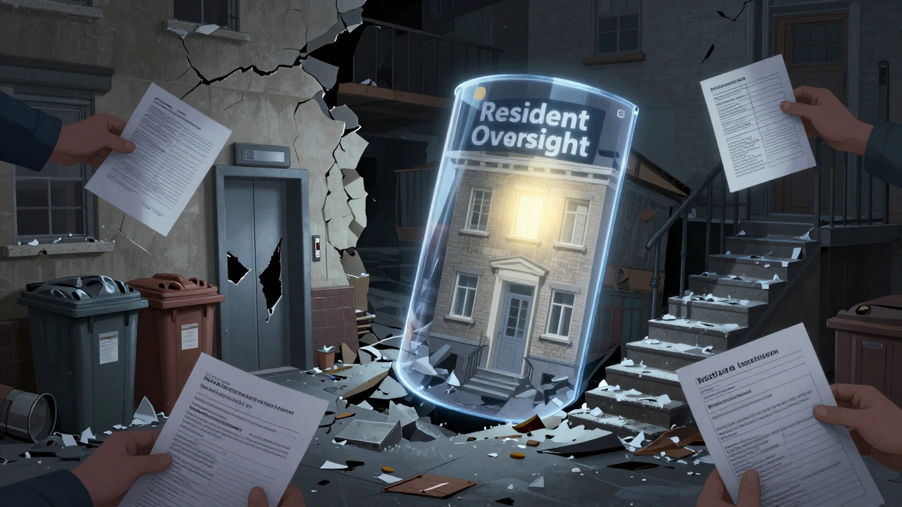 Разрушающийся дом, удерживаемый силой активного участия жильцов.