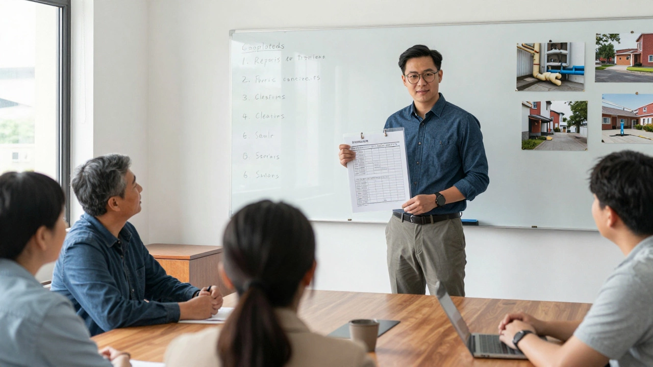 Управляющий представляет жильцам подробный отчёт о расходах на обслуживание дома.