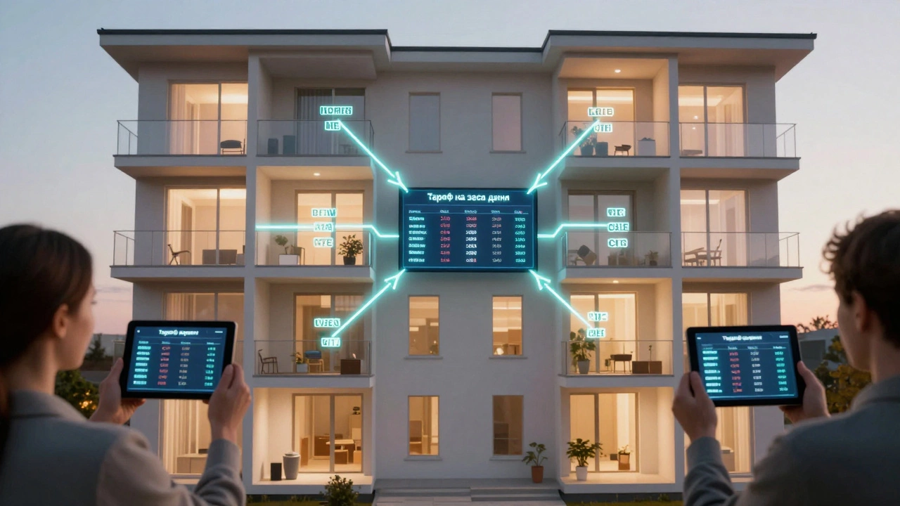 Прозрачный многоквартирный дом с визуализацией финансовых потоков по услугам.
