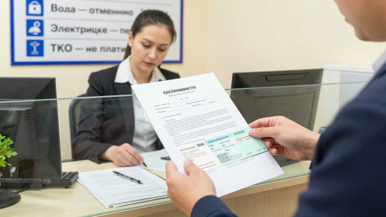 Человек подает заявление в управляющую компанию с документами о регистрации и командировке.