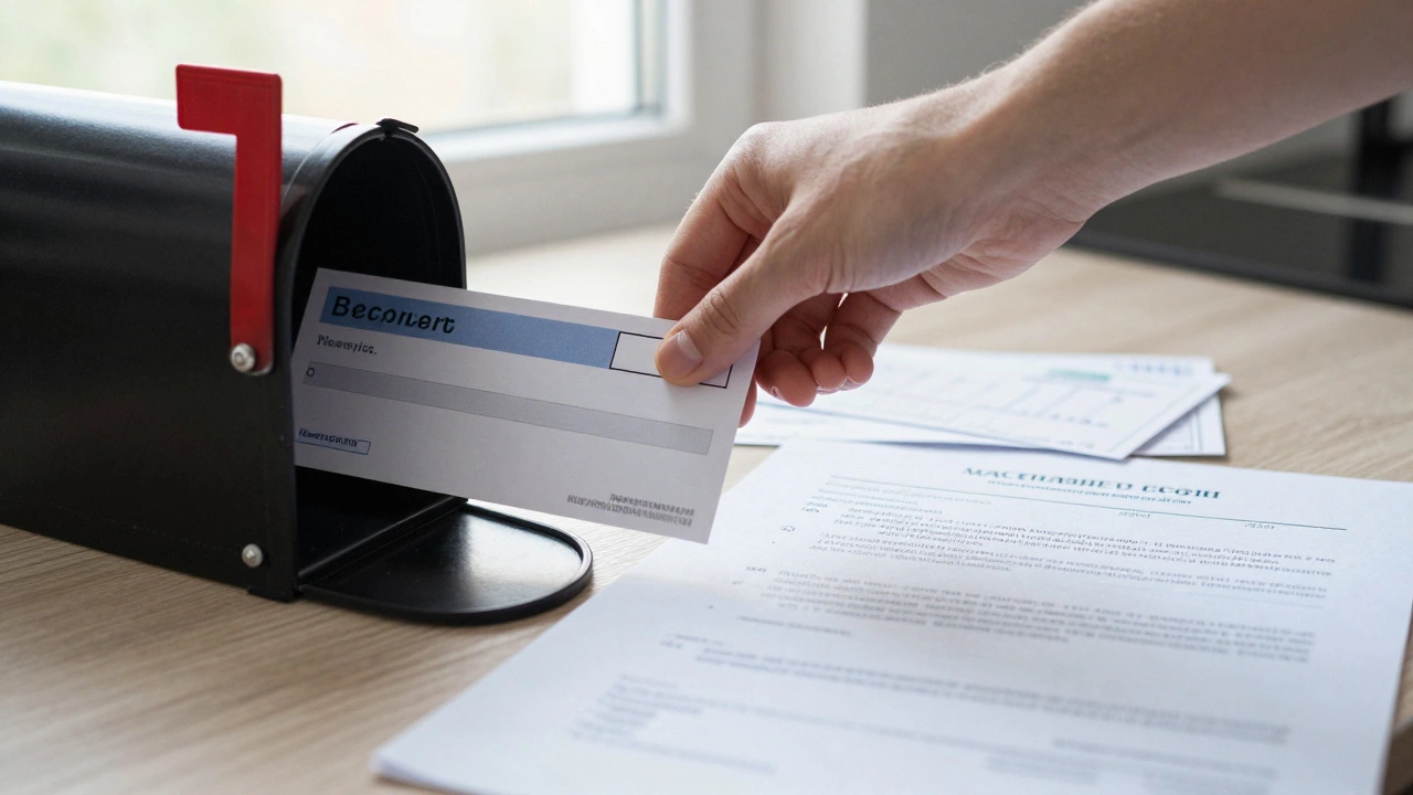 Рукописное письмо в почтовый ящик, на столе — скриншоты и квитанции о бездействии ТСЖ.