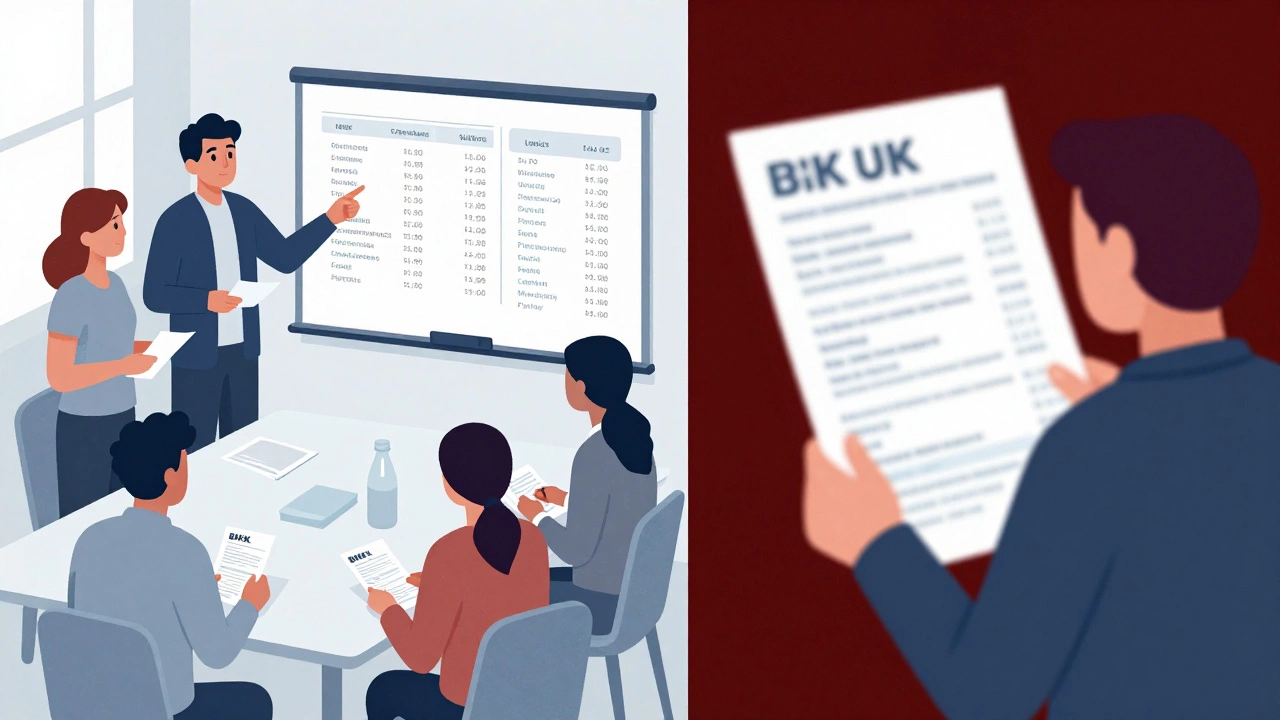 Сравнение: жильцы на собрании ТСЖ с прозрачными счетами и одинокий жилец с непонятным чеком УК.