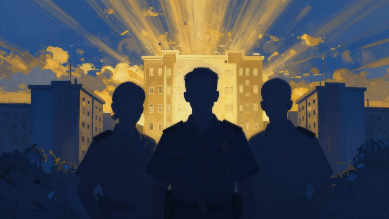 Групповое фото жителей дома под светом.