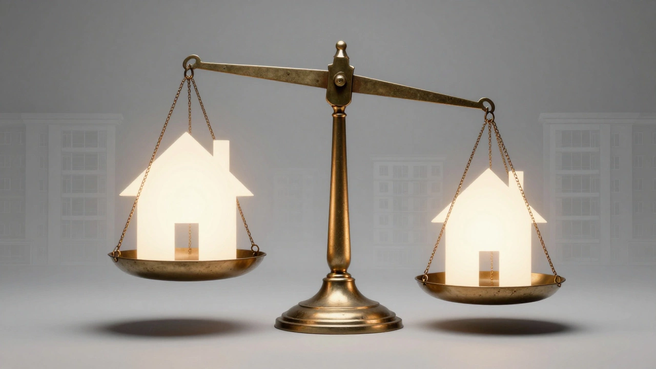 Метафорические весы показывающие баланс голосов для законного собрания собственников